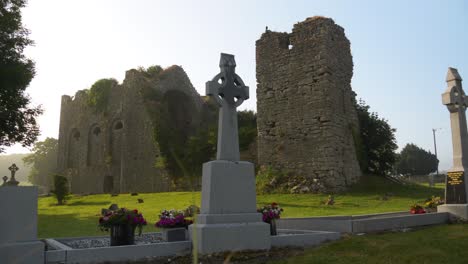 celtic cemetery with cross headstones near stradbally town, county laois, ireland