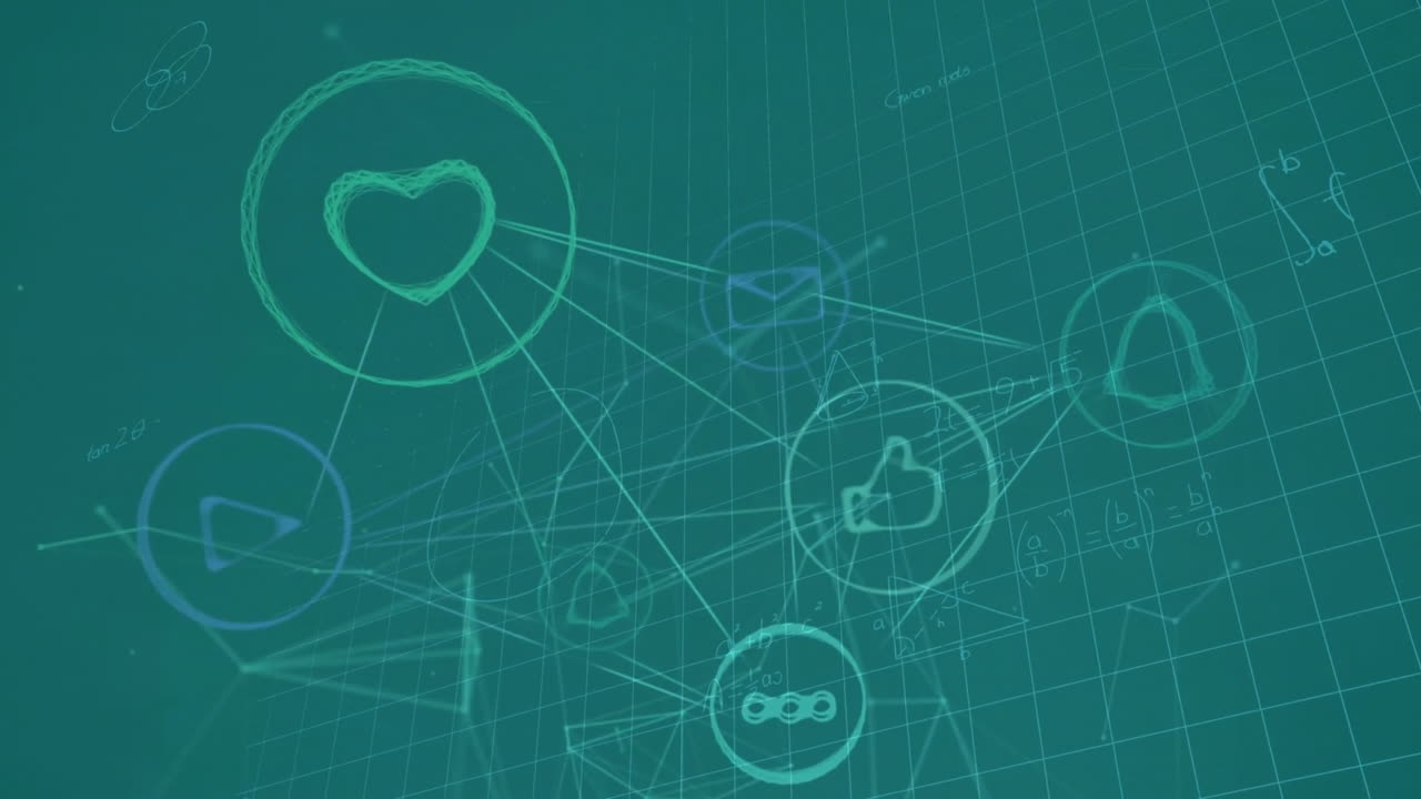 어두운 배경에서 연결 네트워크와 데이터 처리의 애니메이션