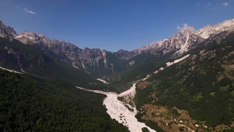 hiking path through beautiful valley in valbona, albania