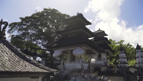 orbital shot of pura luhur lempuyang temple with sacred incense