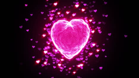 el fondo de animación del bucle de partículas del corazón