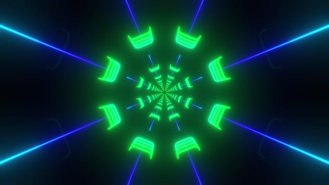 Caleidoscopio di tunnel al neon