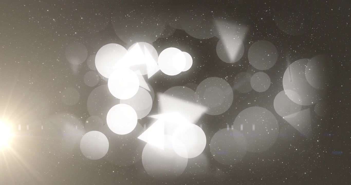 Überlappende Bokeh-Scheiben, die helle dreieckige Lichtreflexe während eines Kameraschwenks erzeugen und einen Renderfehler offenbaren.