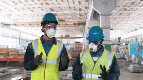 workmates in a marble factory