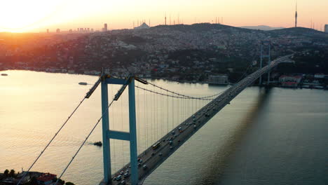 istanbul bridge turkey, connecting the continents of asia and europe at sunrise