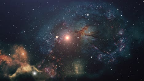 universo, nubes nebulosas y estrellas moviéndose en el espacio
