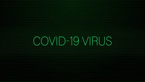 animación de interferencia sobre el texto del virus covid-19 en fondo negro