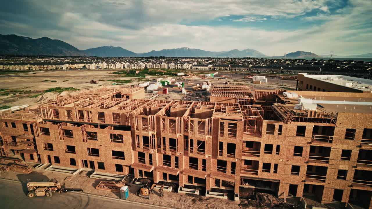 Aerial View of Apartment Building Under Construction