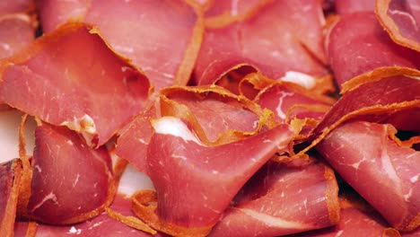 close-up of sliced dried meat