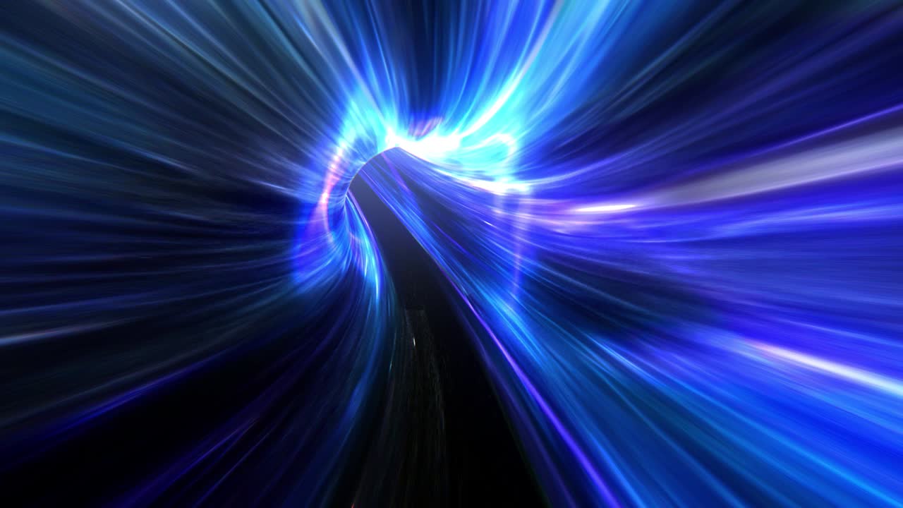 túnel de energía abstracta en el espacio. viaje de agujero de gusano a través del tiempo y el espacio. deformación del espacio de agujeros de gusano, ciencia ficción. agujero negro, túnel de hiperespacio de vórtice. renderización 4k 3d, bucle sin costuras
