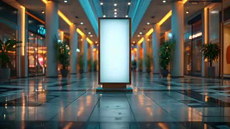empty modern shopping mall with blank digital billboard