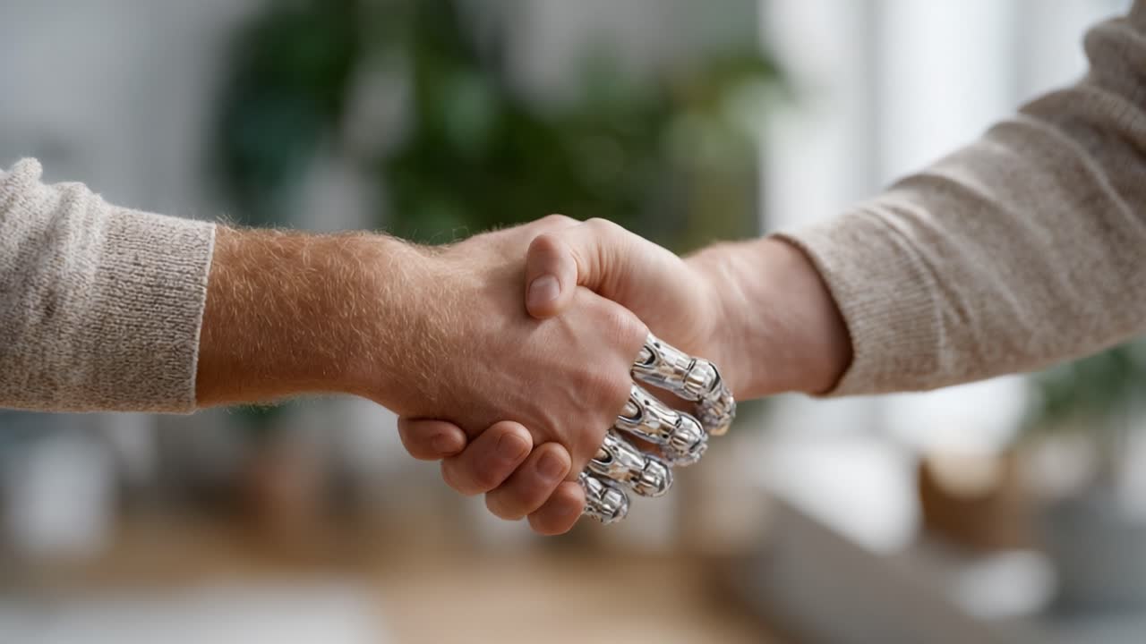 A Symbolic Handshake Between Human and Robotic Hand: Bridging the Gap Between Technology and Humanity in a Meaningful Gesture of Cooperation