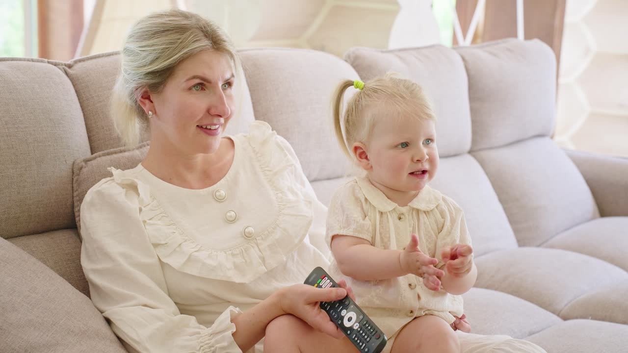 tv 를 보는 어머니 와 딸