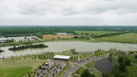 a comprehensive view of shelby farms in shelby county, tennessee, united states - tilt down shot