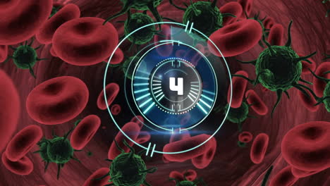 animation of circular scanner rotating over red blood cells