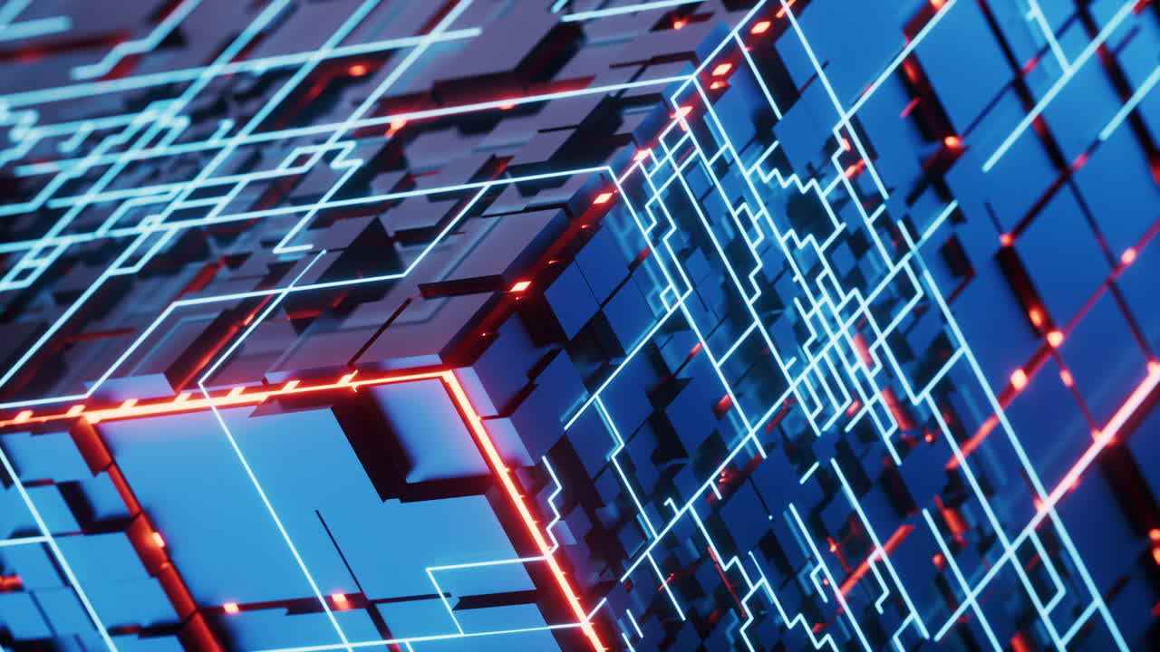 Abstract technology cube construction, 3d rendering.