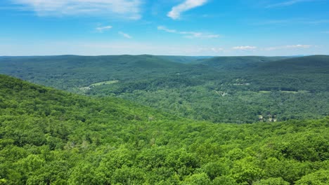 aerial drone footage of shawangunk mountains during summer in new york’s hudson valley