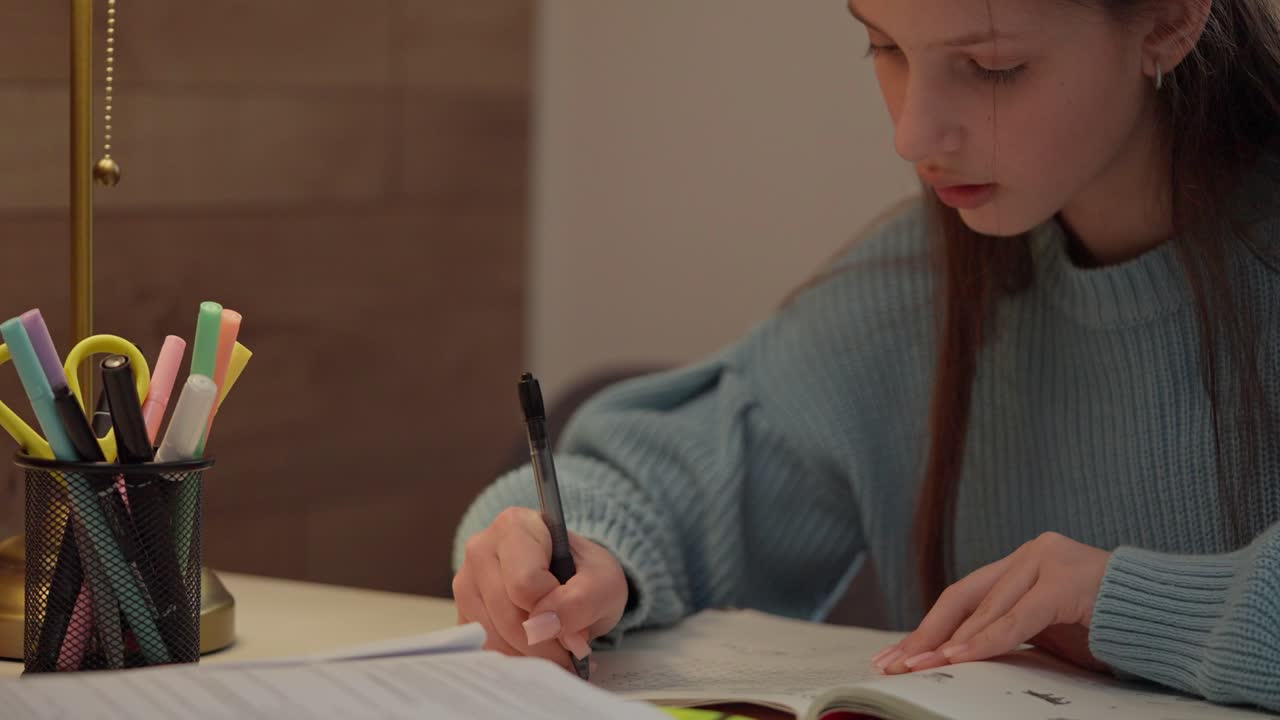 chica estudiando en el escritorio