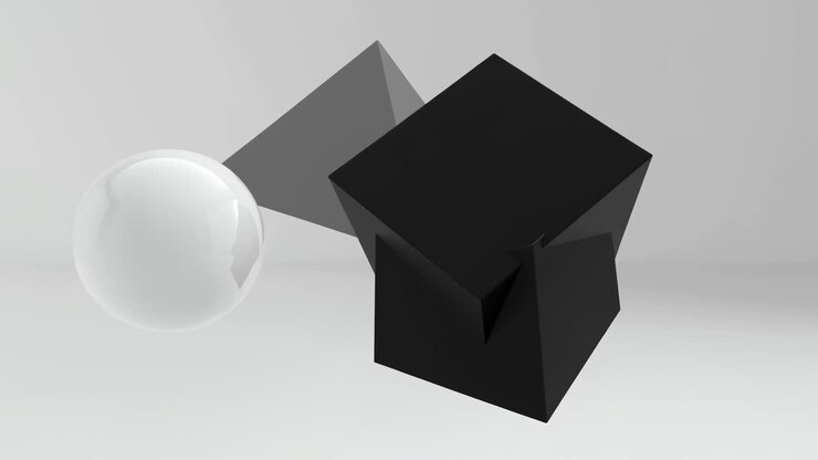 Roterende abstrakte geometriske former på hvid baggrund