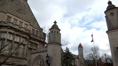 Sample-Gates-on-the-campus-of-Indiana-University-in-Bloomington,-Indiana-with-gimbal-video-panning-left-to-right-close-up