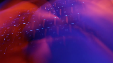 man hands typing on the blue keyboard time lapse