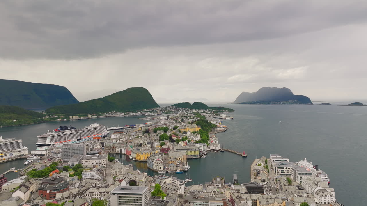 Popular tourist destination of &Aring;lesund on the west coast of Norway