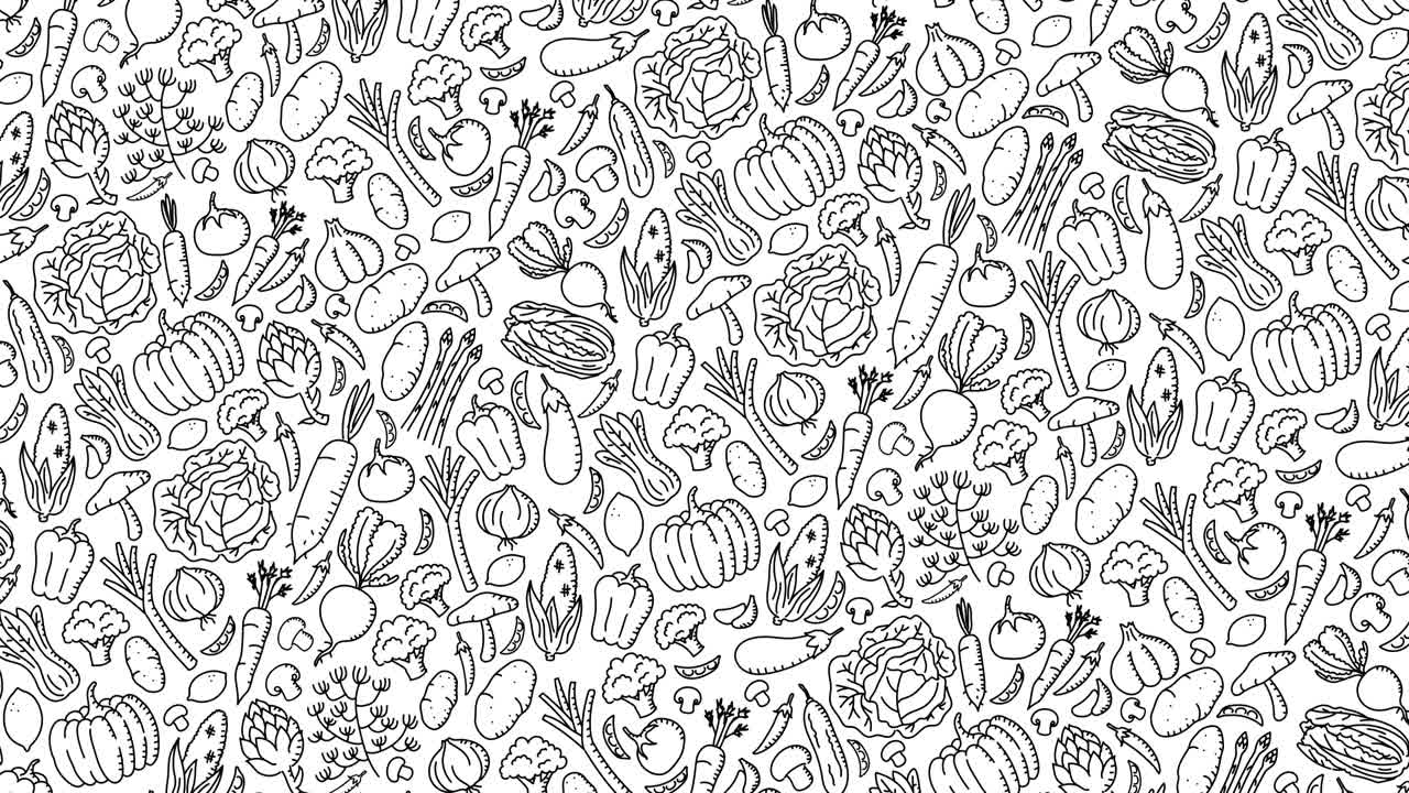 vegetal girar patrón en movimiento fondo, niños dibujo a mano diseño de concepto, ilustración aislado en fondo blanco animación 4k, con espacio de copia