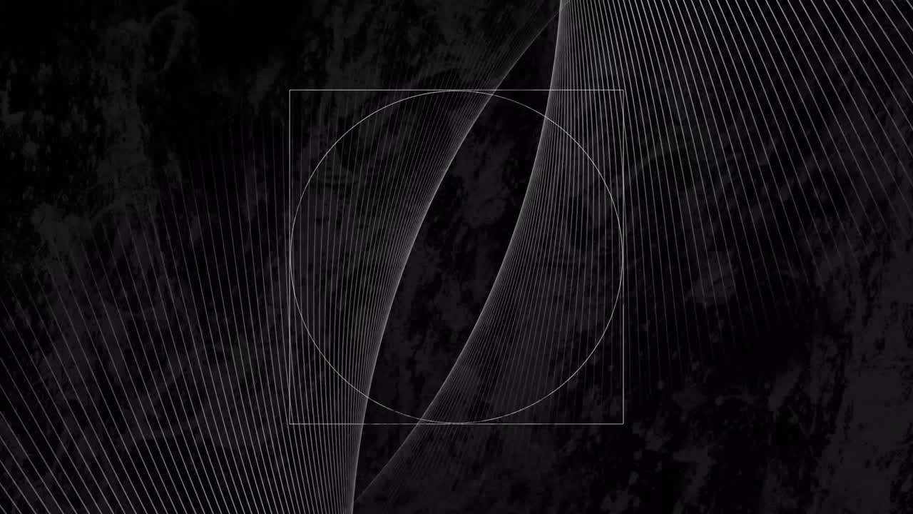 Animazione digitale di forme geometriche astratte mutevoli su sfondo nero