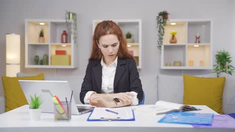 home office worker woman having a heart attack.