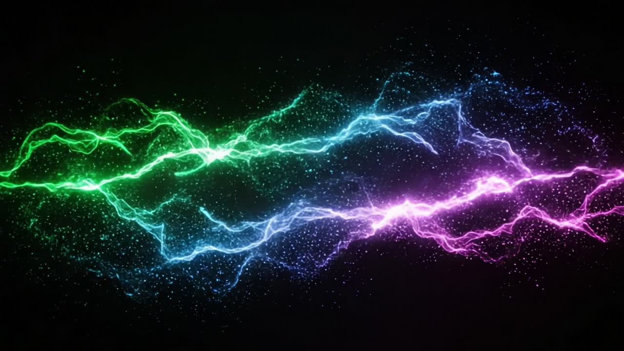 A Vibrant Display of Colorful Lightning: A Stunning Visual Representation of Electric Energy in Motion Captured from Start to Finish