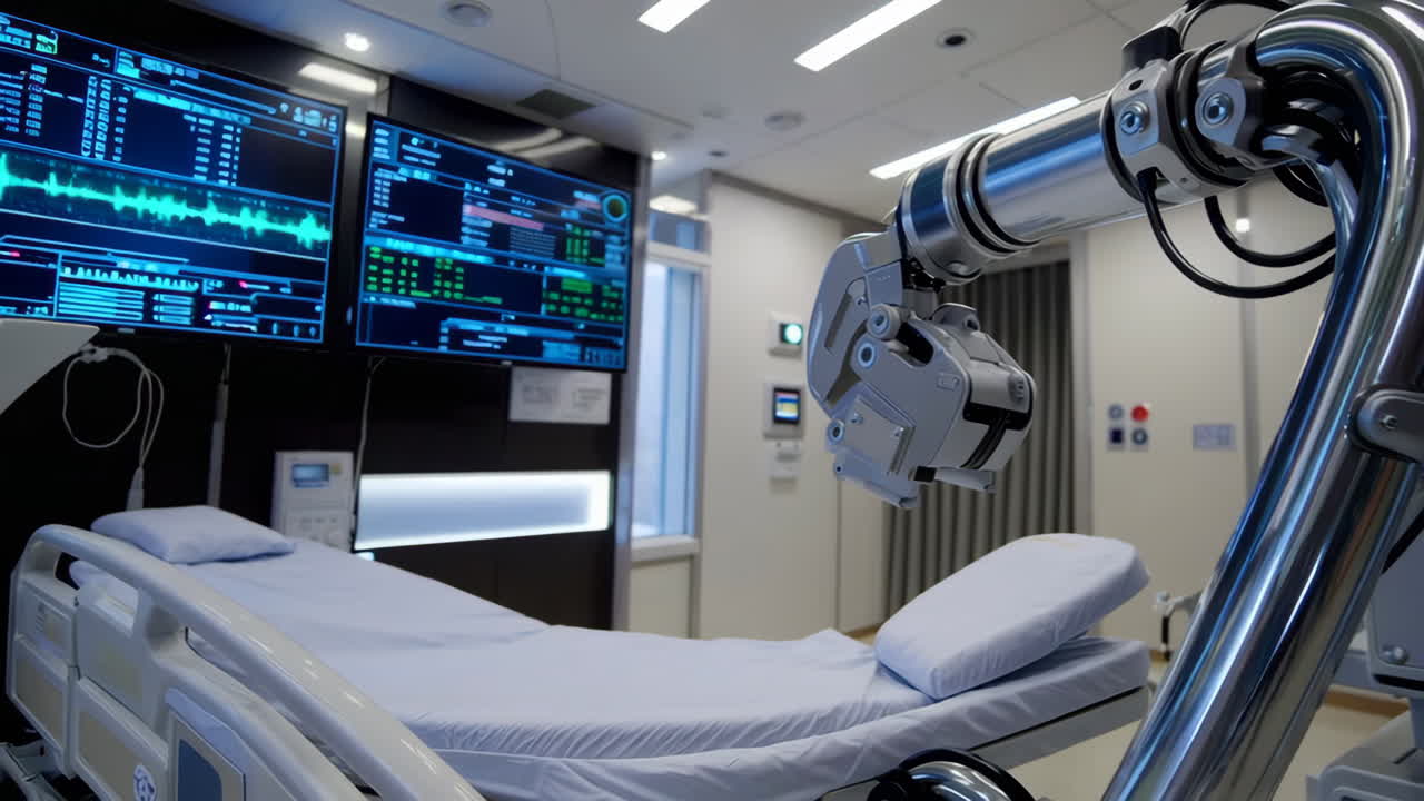 Modern Hospital Room with Robotic Equipment