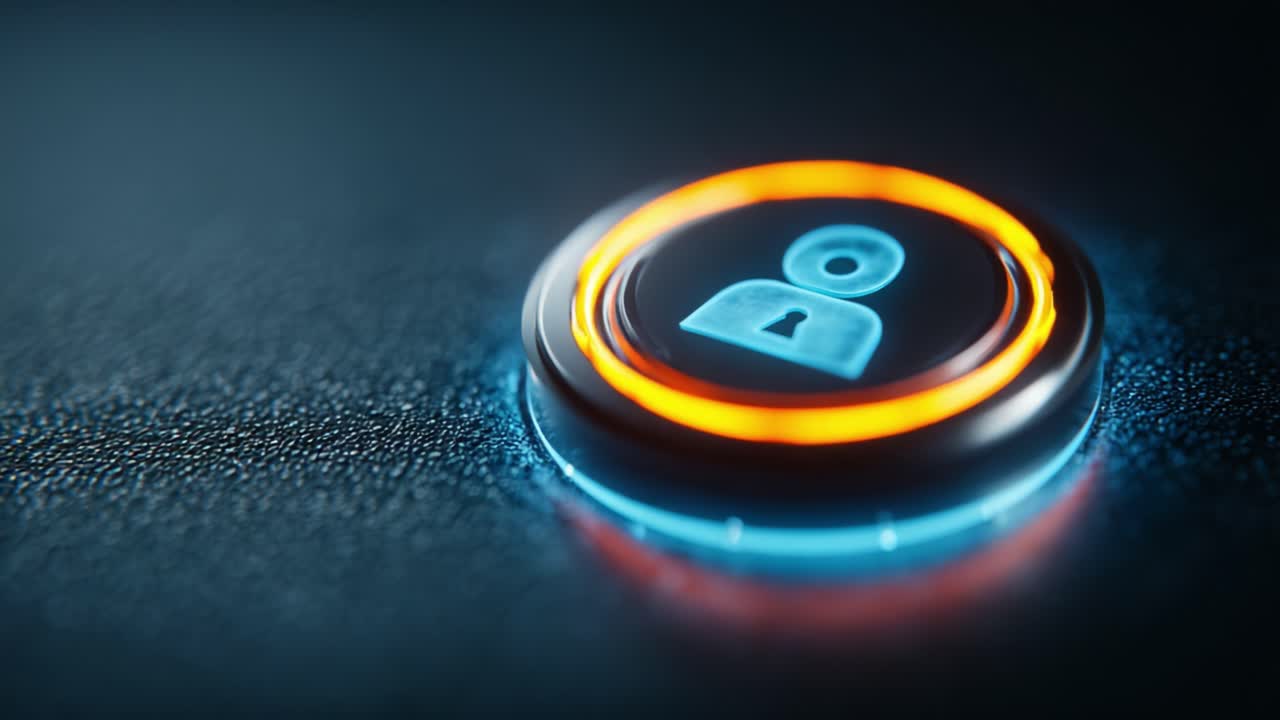 A Close-Up View of a Modern User Interface Button Featuring a Lock Icon, Representing Security and Privacy in Digital Technology