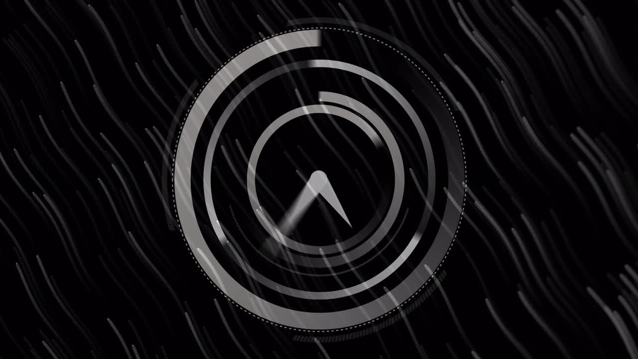 디지털 시계가 검은 바탕에서 움직이는 빛의 흔적에 맞춰 틱하고 있습니다.