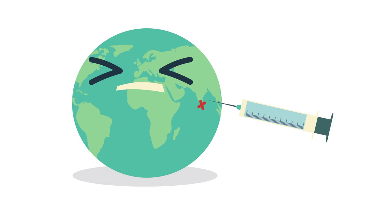 코로나19 백신 주사기 지구 행성