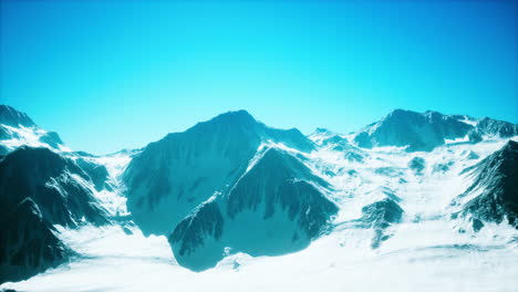 big mountain peaks at sunny day