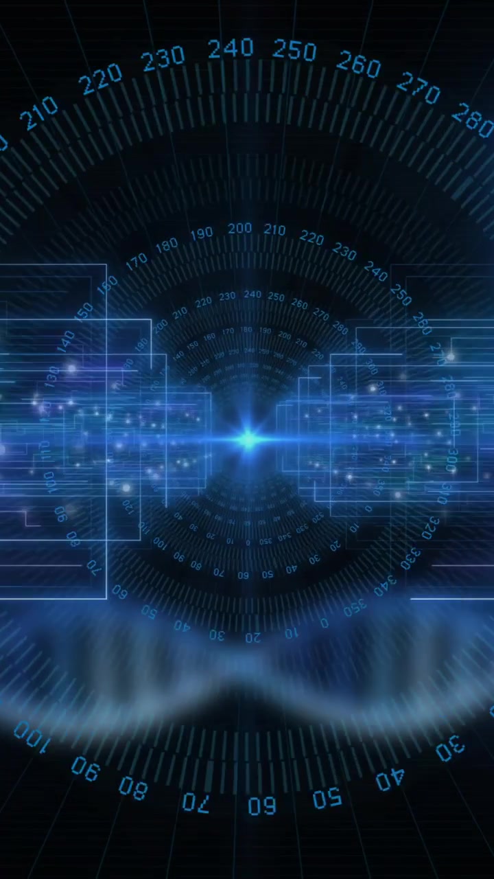 Animation of dna strand spinning with data processing over black background