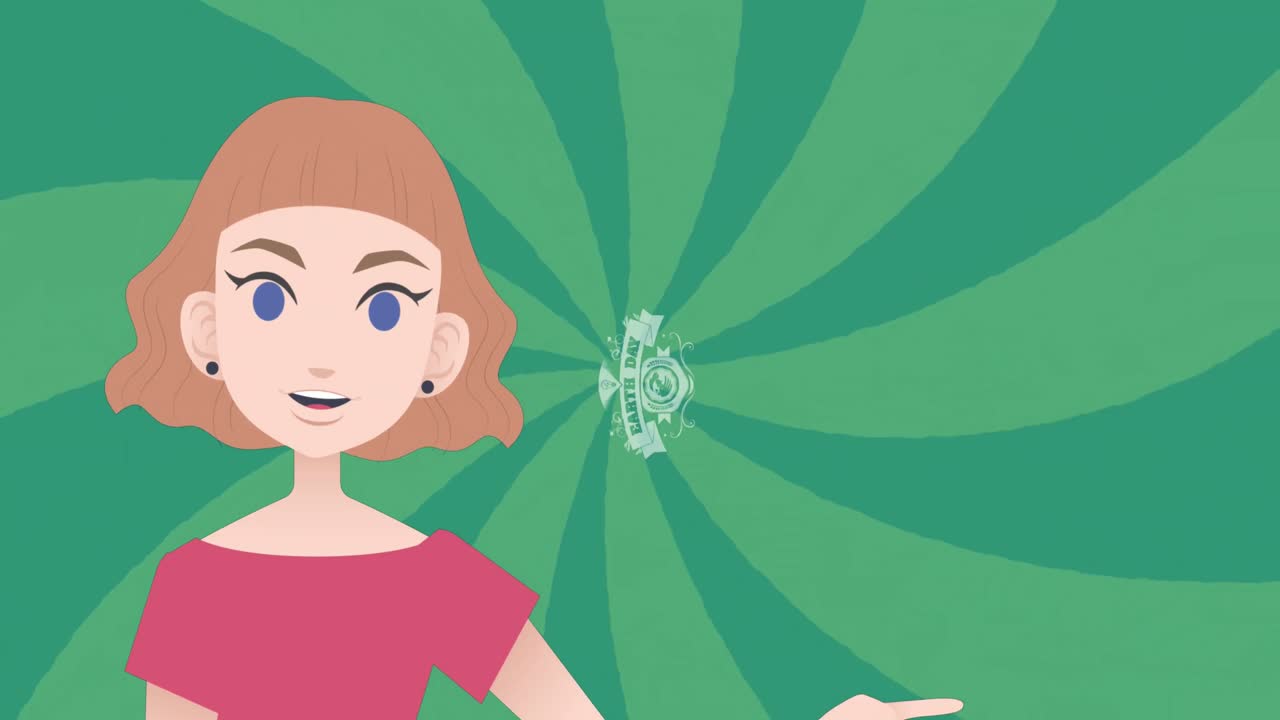 지구의 날 텍스트를 통해 이야기하는 여성의 애니메이션