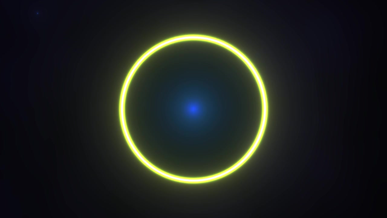 Abstract Glowing Neon Circle Expanding and Contracting on Dark Background