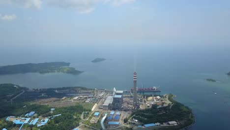 aerial shot of a coal power plant in 60fps