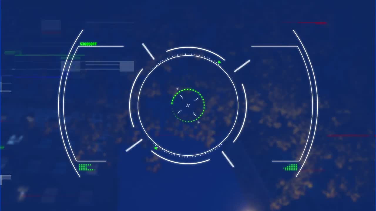 анимация обработки данных с сканированием объекта над помехами и листьями