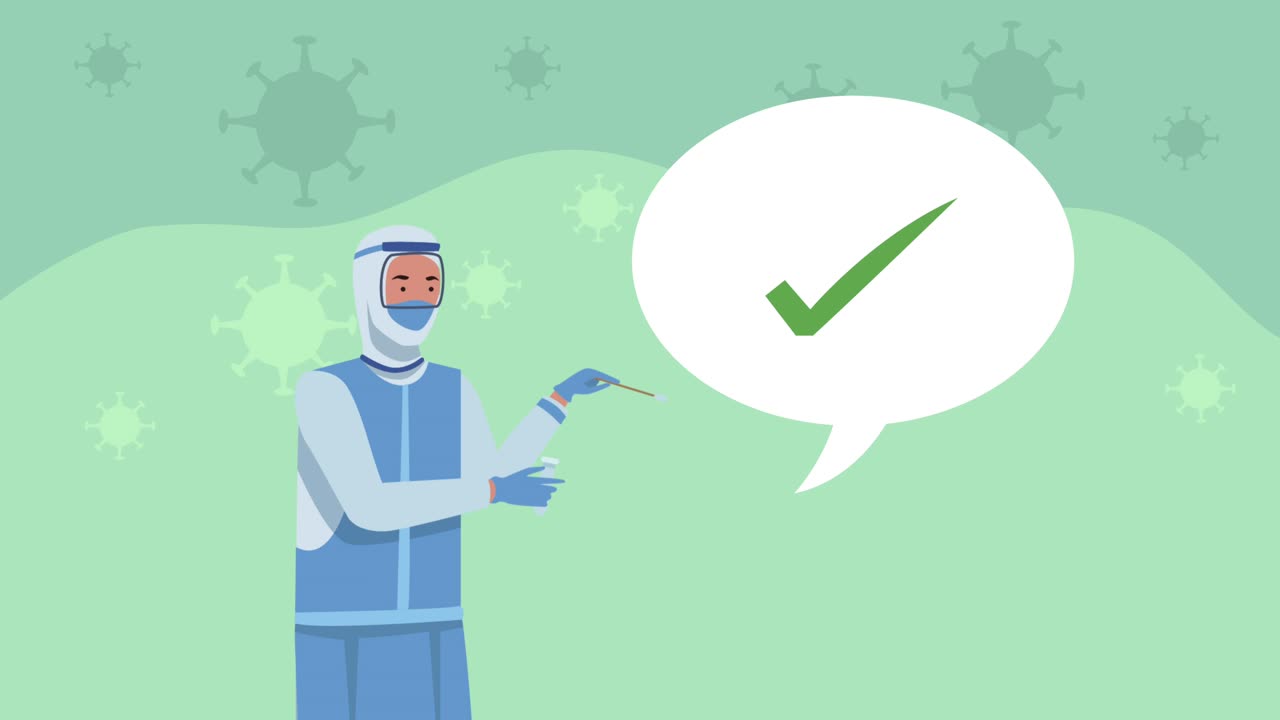 partículas de covid-19 con la prueba de práctica del médico