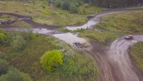 aerial view of off-road racing event