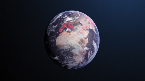 animación del planeta tierra girando y cambiando de color en un fondo azul oscuro