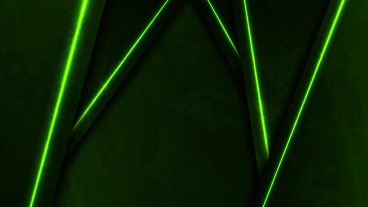 Mørkegrønne neonlaserlinjer på lysende grunge-væg bevægelsesbaggrund