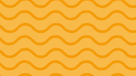 Animation-Von-Pizzasymbolen-über-Wellen-Auf-Gelbem-Hintergrund