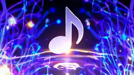 A vibrant video concept featuring a musical note surrounded by glowing, abstract neon lines