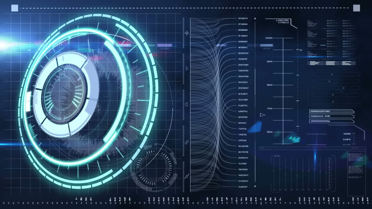 어두운 배경에 시계와 통계 처리의 애니메이션