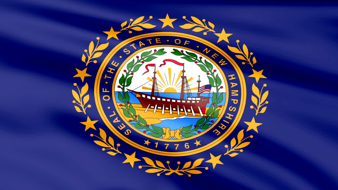 Stor Loopande Animerad Flagga av New Hampshire