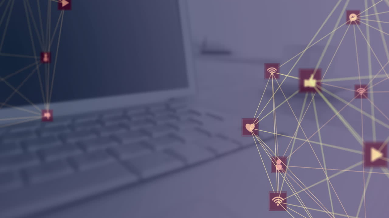 mundo de la red de conexión contra el portátil