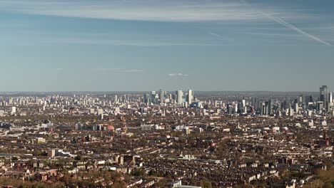 aerial view over london capital cityscape and suburban residential downtown district skyline